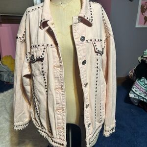 POL Studded Light Pink Jean Jacket